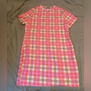 Shein pink yellow plaid dress 4xl